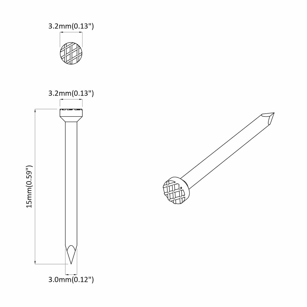 vidaXL Gwoździe do drewna 12 pcs Srebrny Ø 3 x 15 mm Metal