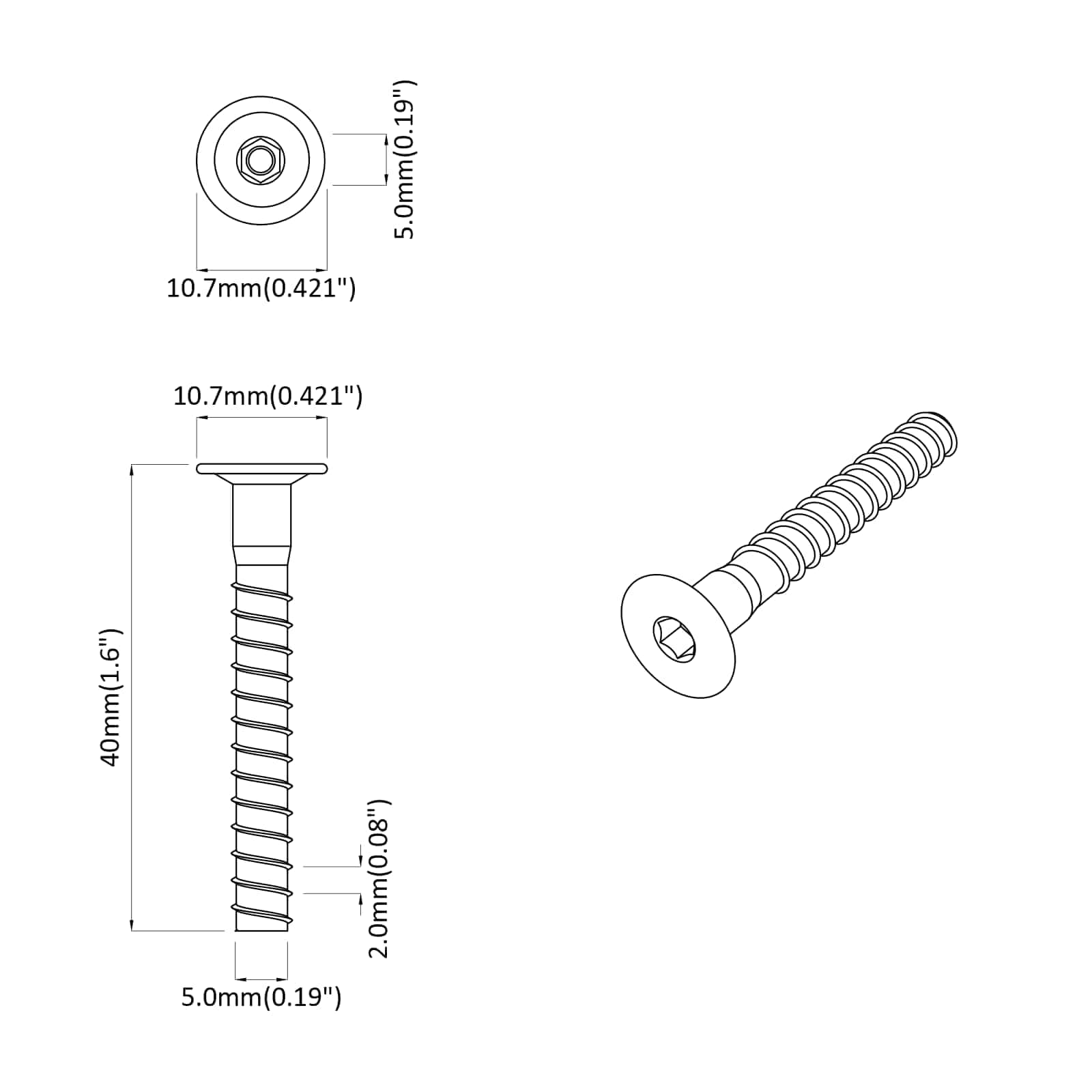 vidaXL Śruby confirmat 5000 pcs Srebrny Metal