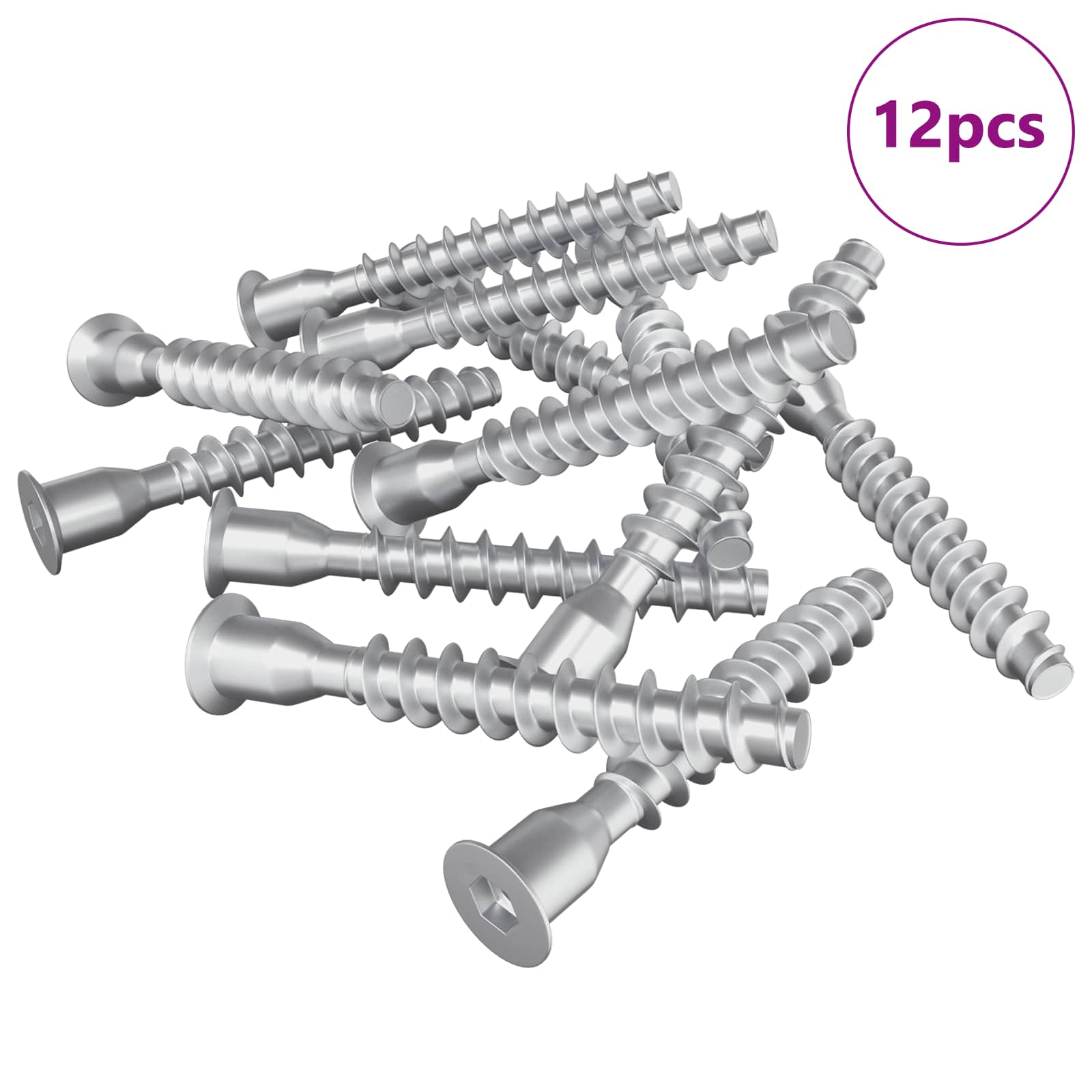 vidaXL Śruby confirmat 12 pcs Srebrny Ø7 x 50 mm Metal