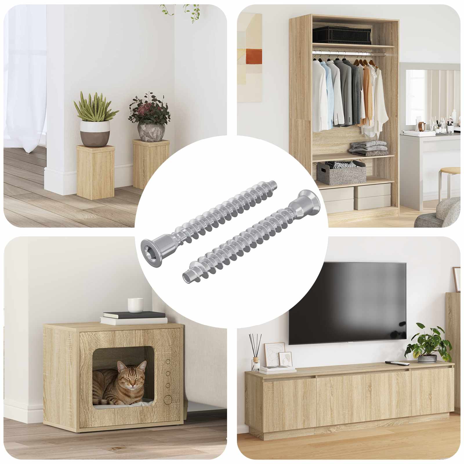vidaXL Śruby confirmat 2 pcs Srebrny Ø7 x 58 mm Metal