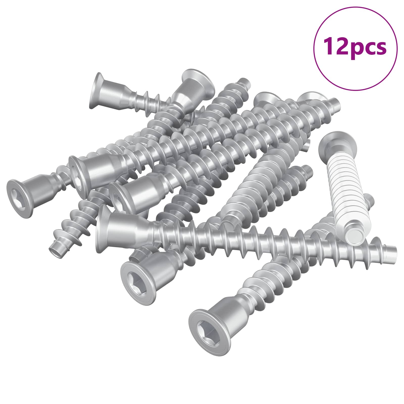 vidaXL Śruby confirmat 12 pcs Srebrny Ø7 x 58 mm Metal