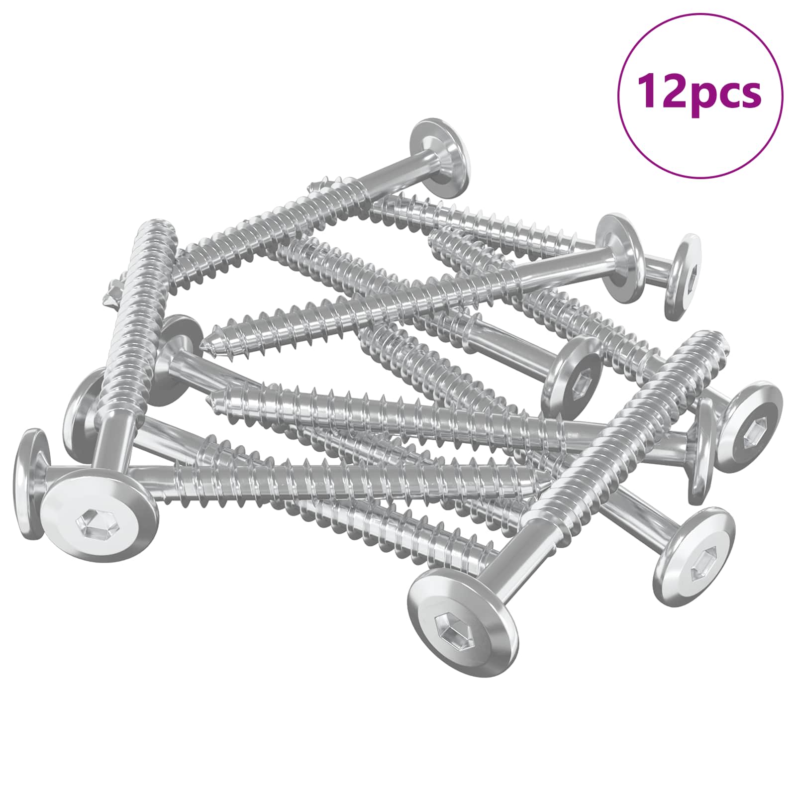 vidaXL Wkręty Drewniane 12 pcs Srebrny M6 x 70 mm Stal