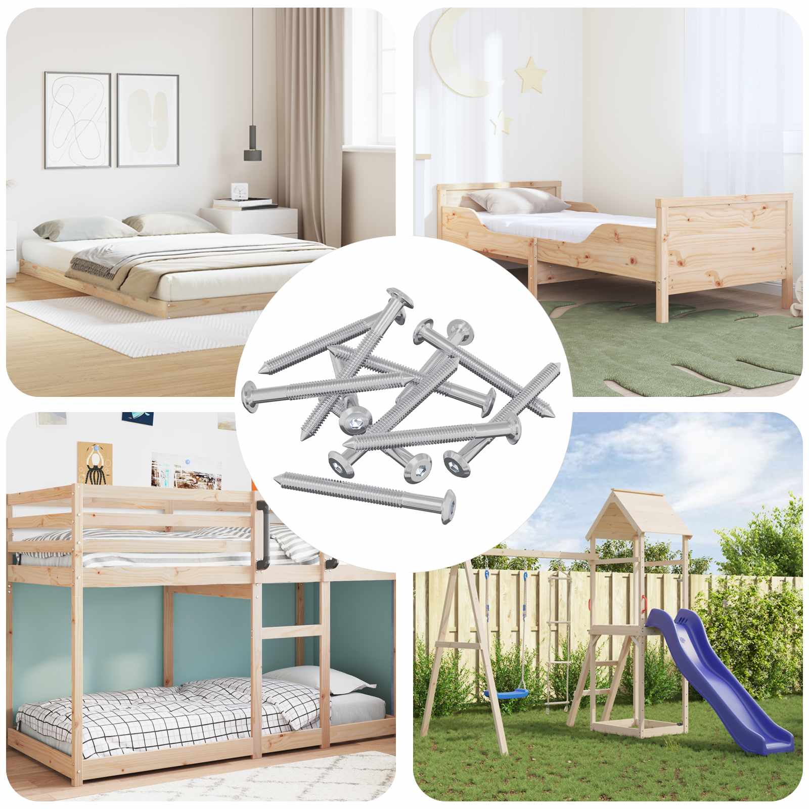 vidaXL Śruby meblowe 1600 pcs Srebrny Stal