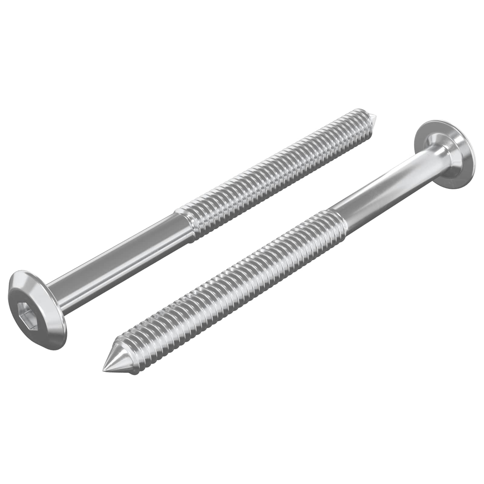 vidaXL Śruby meblowe 2 pcs Srebrny M6 x 70 mm Stal