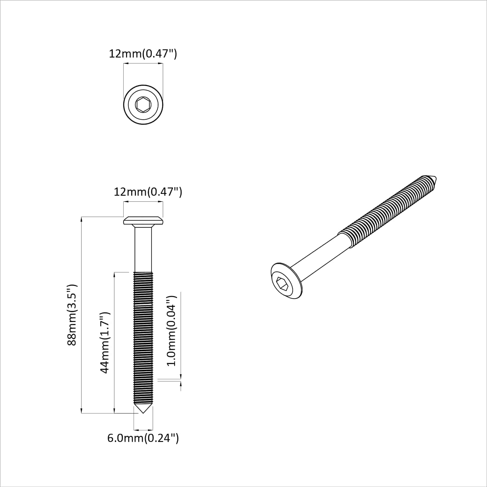 vidaXL Śruby meblowe 1200 pcs Srebrny Stal