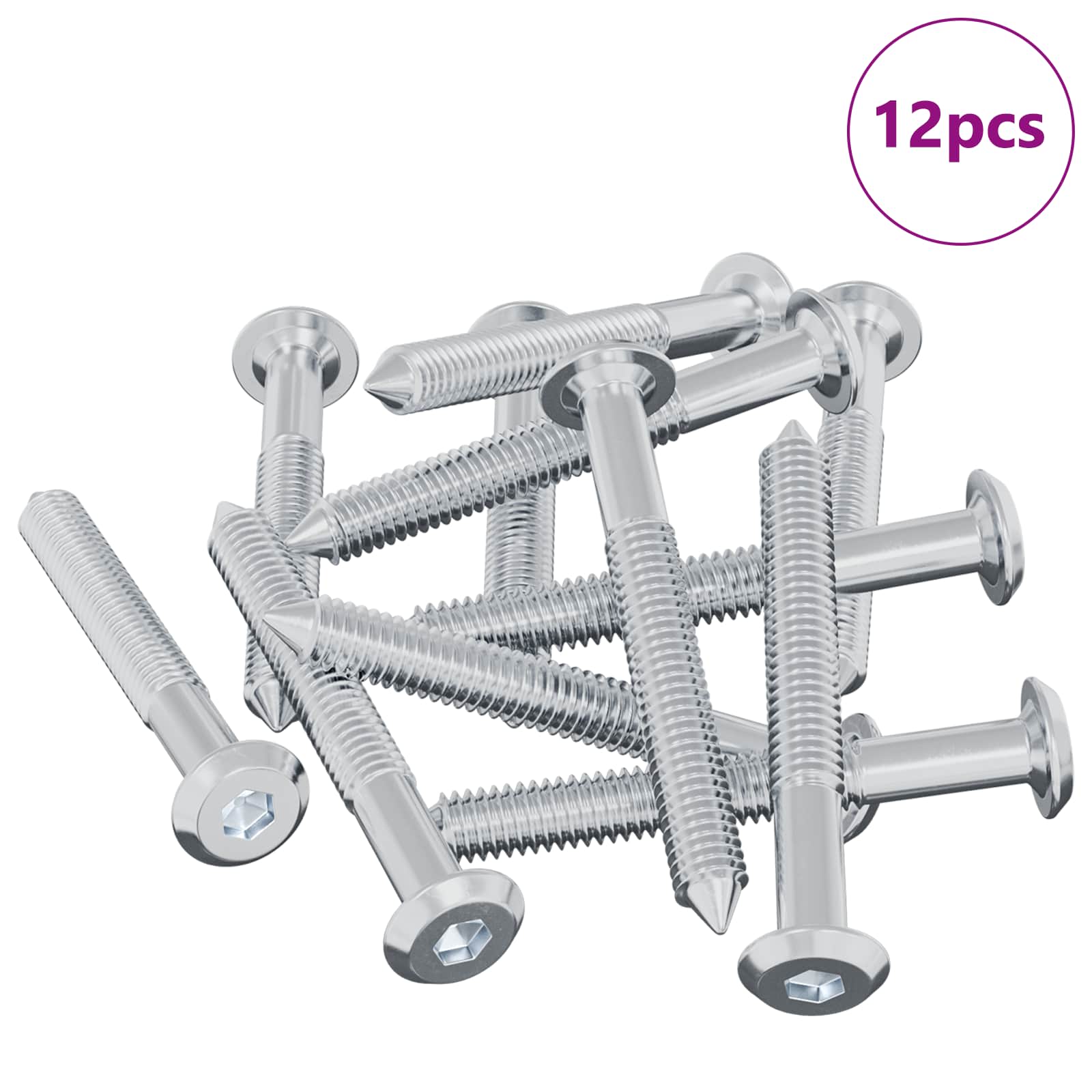 vidaXL Śruba 12 pcs Srebrny M6 x 50 mm Stal