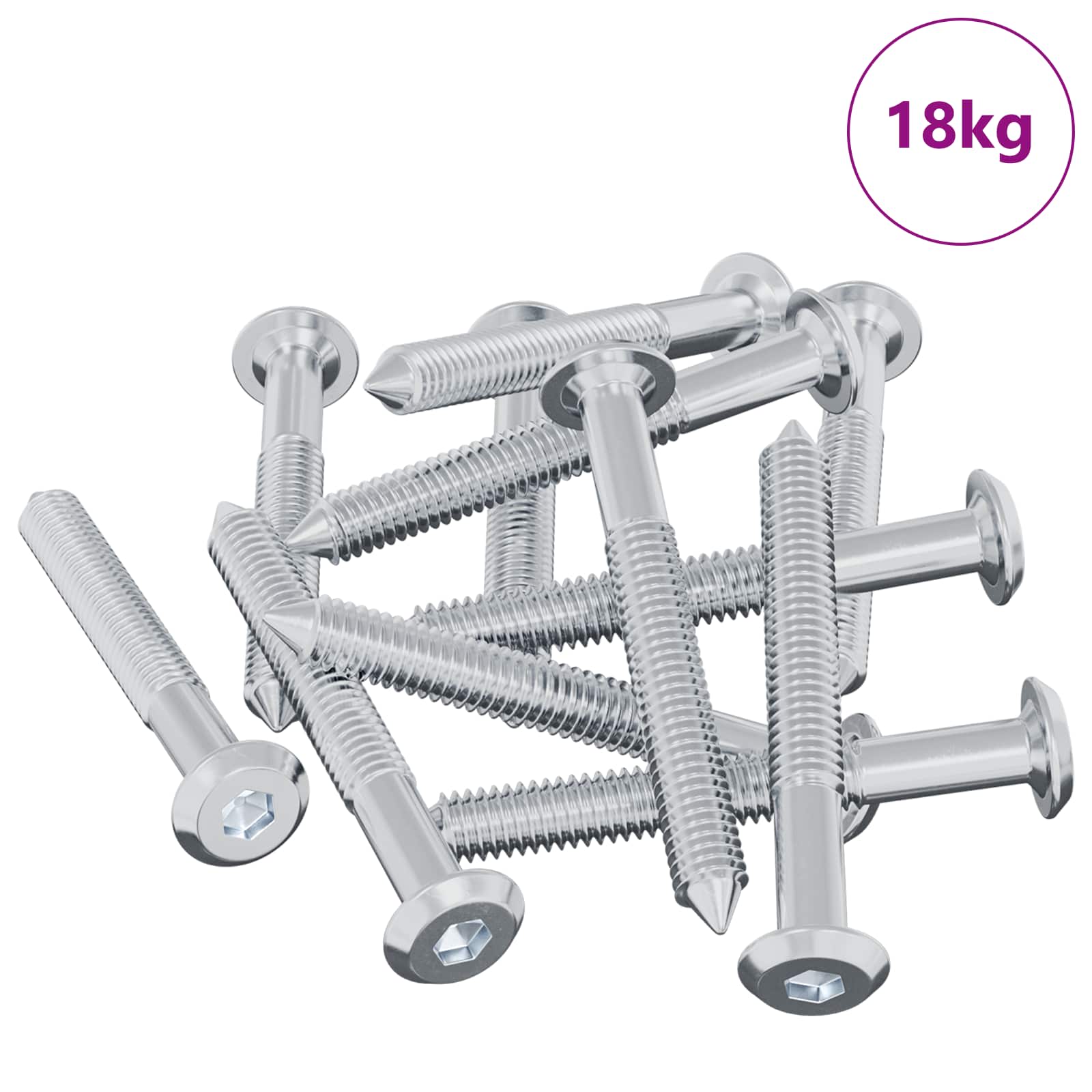 vidaXL Śruba 1800 pcs Srebrny M6 x 50 mm Stal