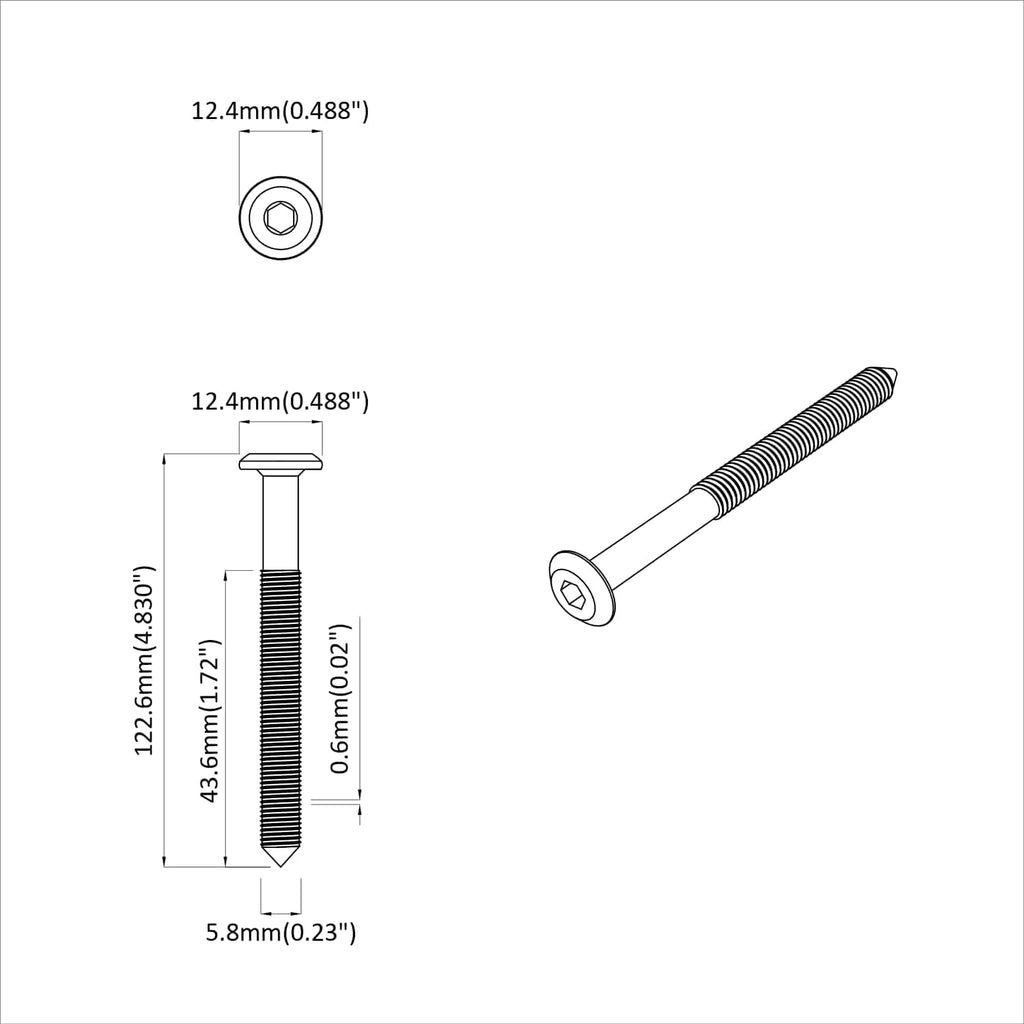 vidaXL Śruba 2 pcs Srebrny M6 x 120 mm Stal