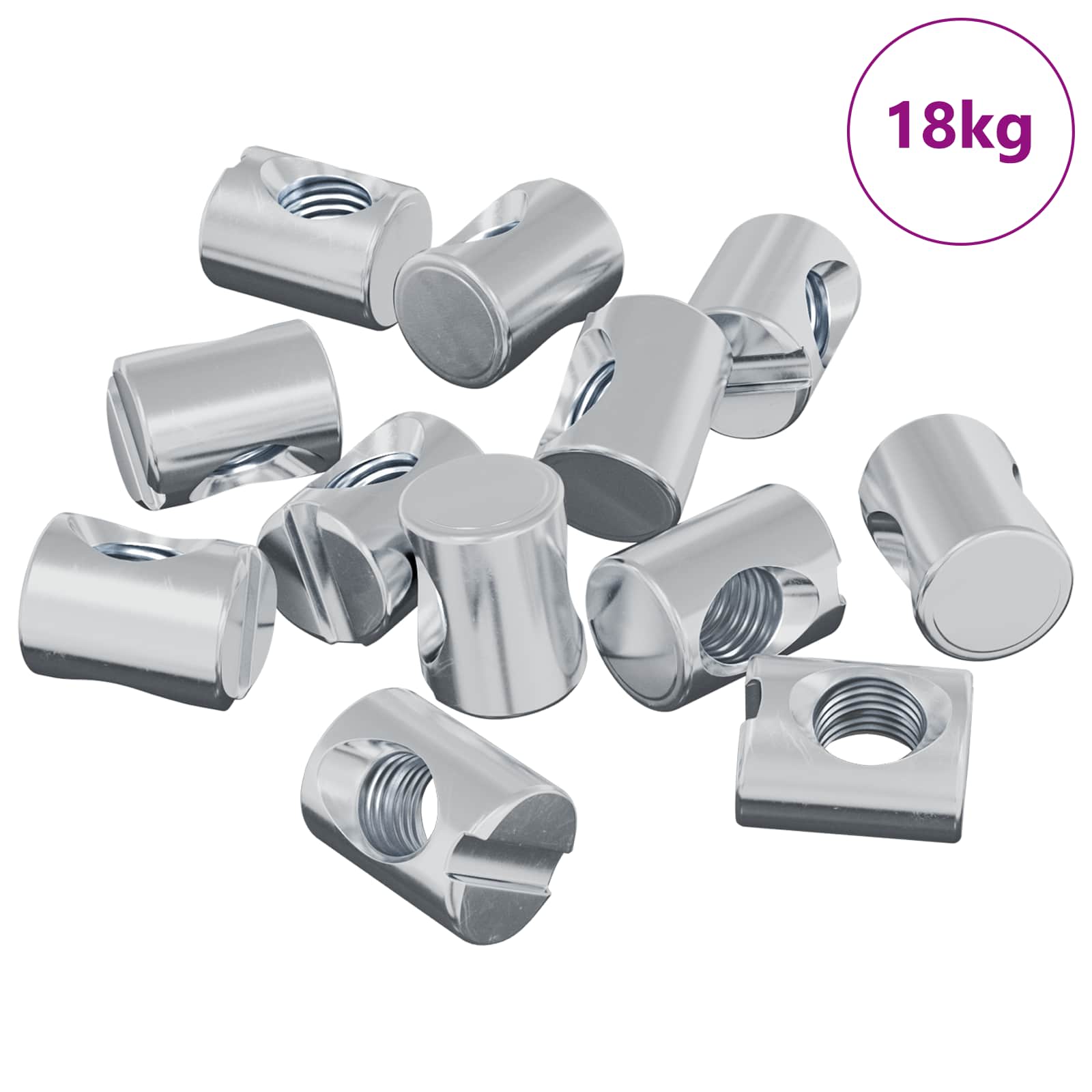 vidaXL Nakrętki Barrel 3462 pcs Srebrny M6 x 13 mm Metal