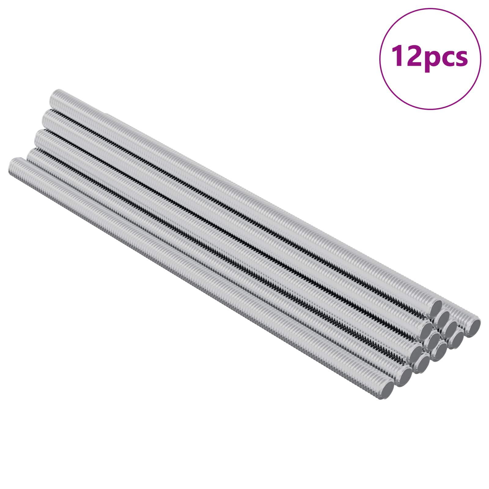 vidaXL Rura gwintowana 12 pcs Srebrny 6 x 135 mm Stal
