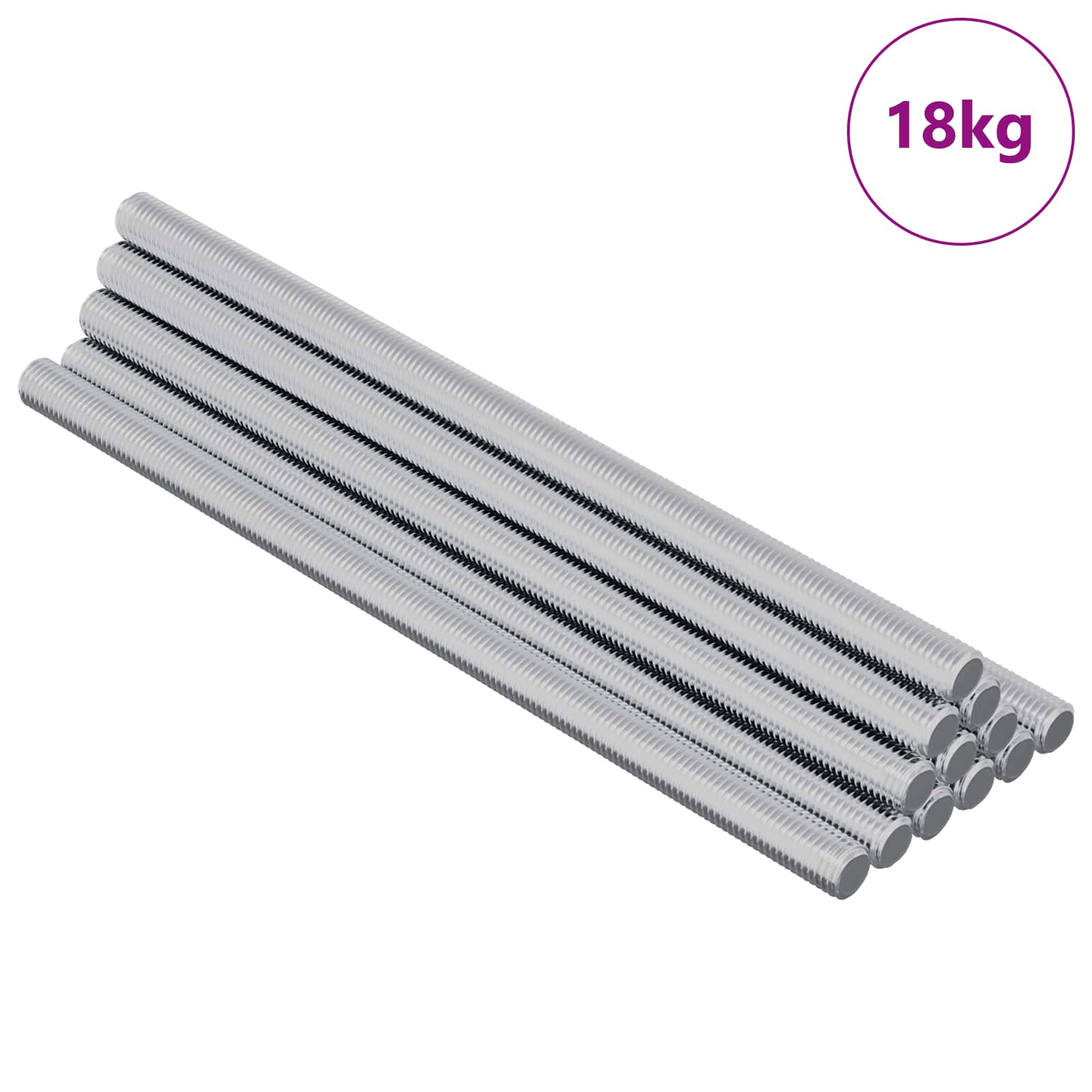 vidaXL Pręty gwintowane 900 pcs Srebrny Metal