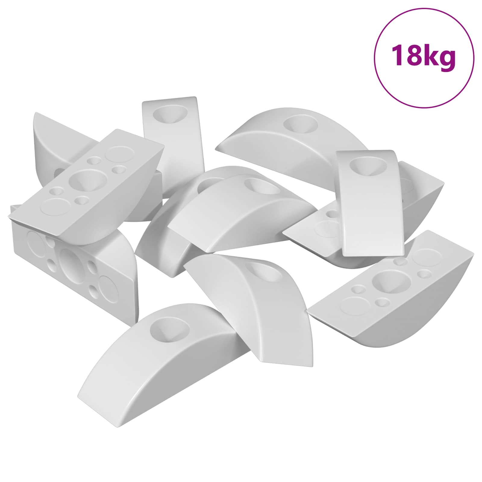 vidaXL Podkładka półksiężycowa 13000 pcs Biały polipropylen