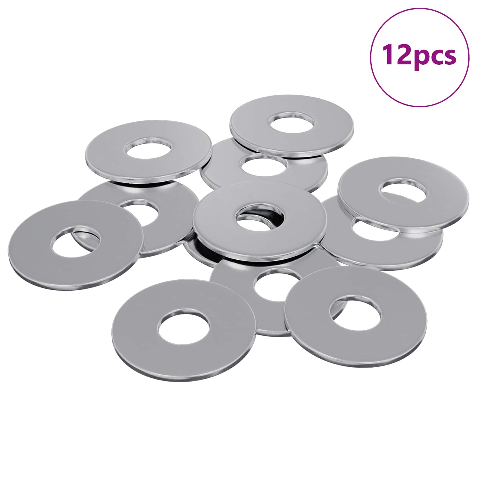 vidaXL Podkładki 12 pcs Srebrny 18 x 18 x 1,2 mm Żelazo