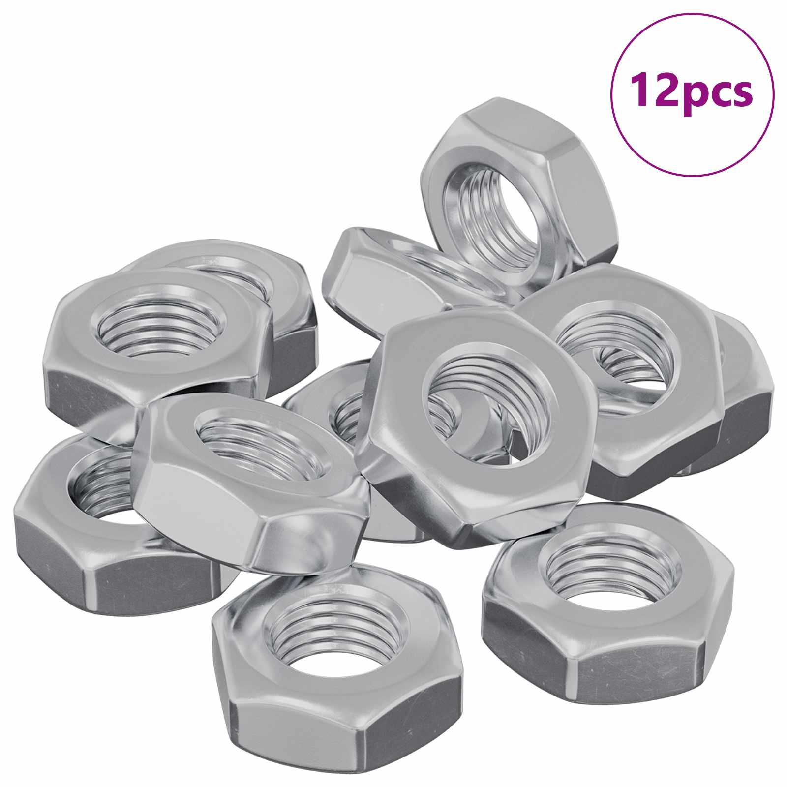 vidaXL Nakrętka sześcienna 12 pcs Srebrny m8 Metal