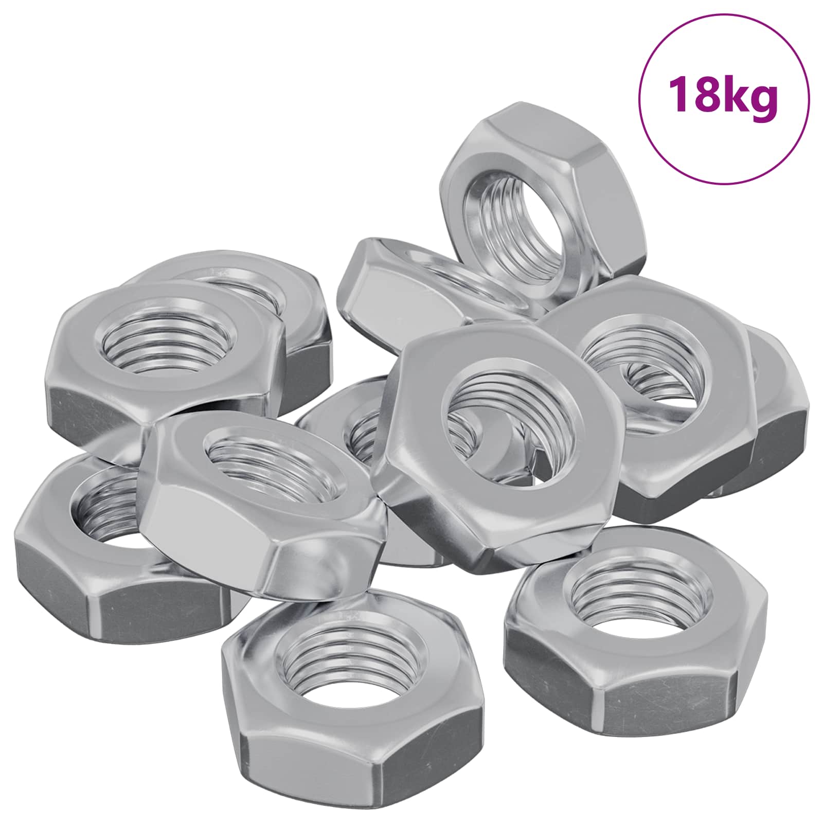 vidaXL Nakrętka sześcienna 3600 pcs Srebrny Metal