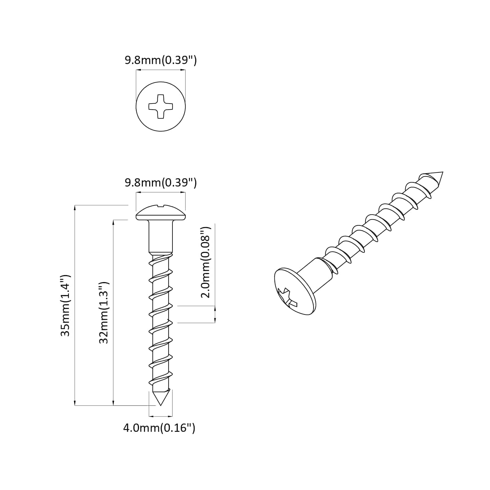 vidaXL Śruba 12 pcs Srebrny 9,8 x 35 mm Żelazo