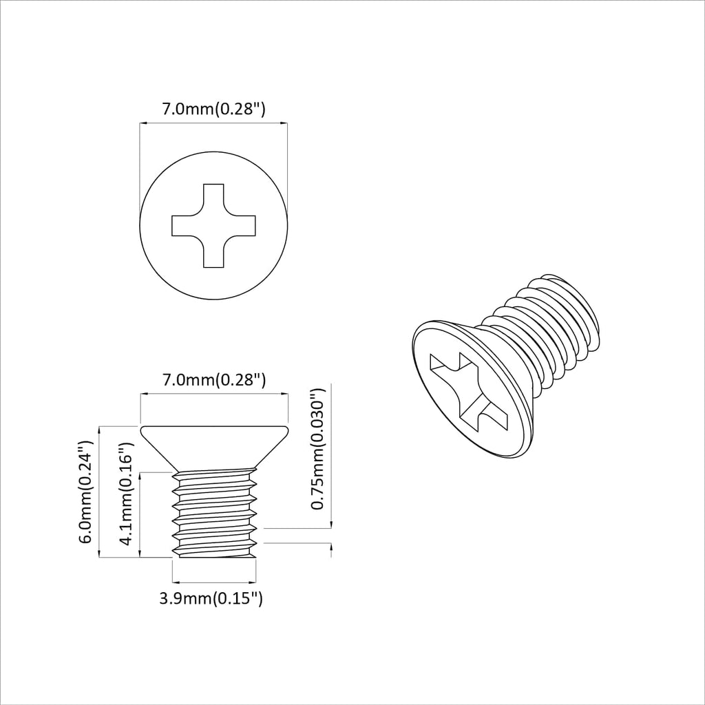 vidaXL Śruby z wpuszczonym łbem 2 pcs Srebrny M4 x 6 mm Stal
