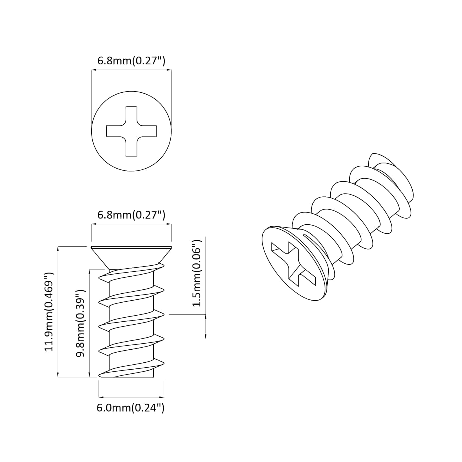 vidaXL Śruba 12 pcs Srebrny M6 x 12 mm Żelazo