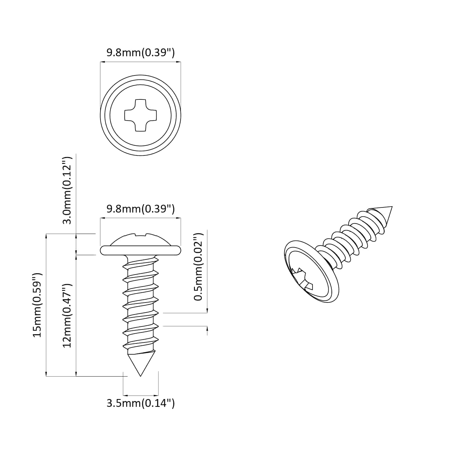 vidaXL Wsuwany gwóźdź 2 pcs Czarny 3,5 x 12 mm Żelazo