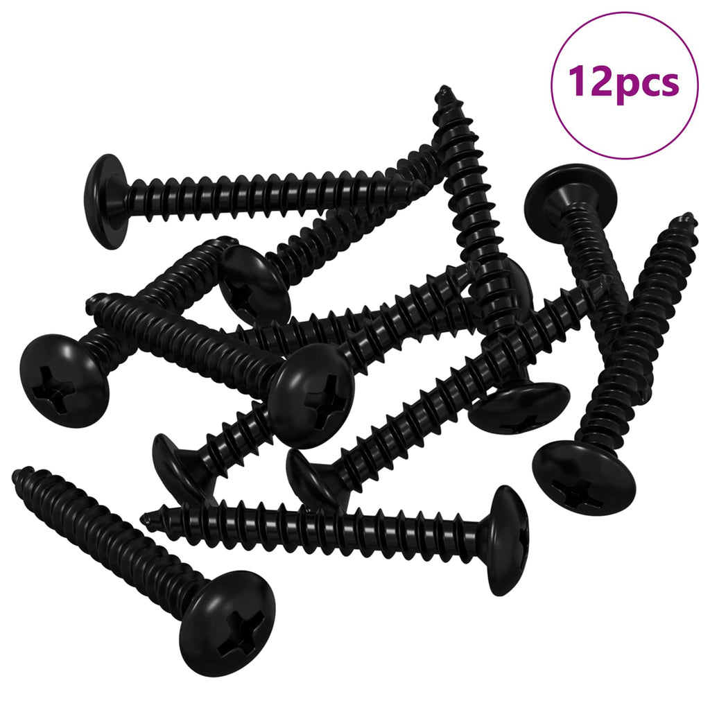 vidaXL Gwoźdź do gwintowania 12 pcs Czarny M4 x 28 mm Stal