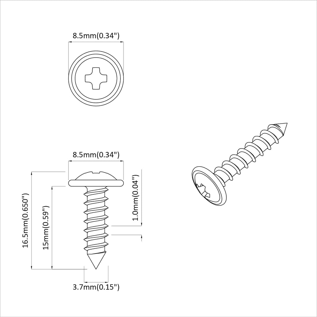 vidaXL Śruba 2 pcs Srebrny M4 x 16 mm Stal