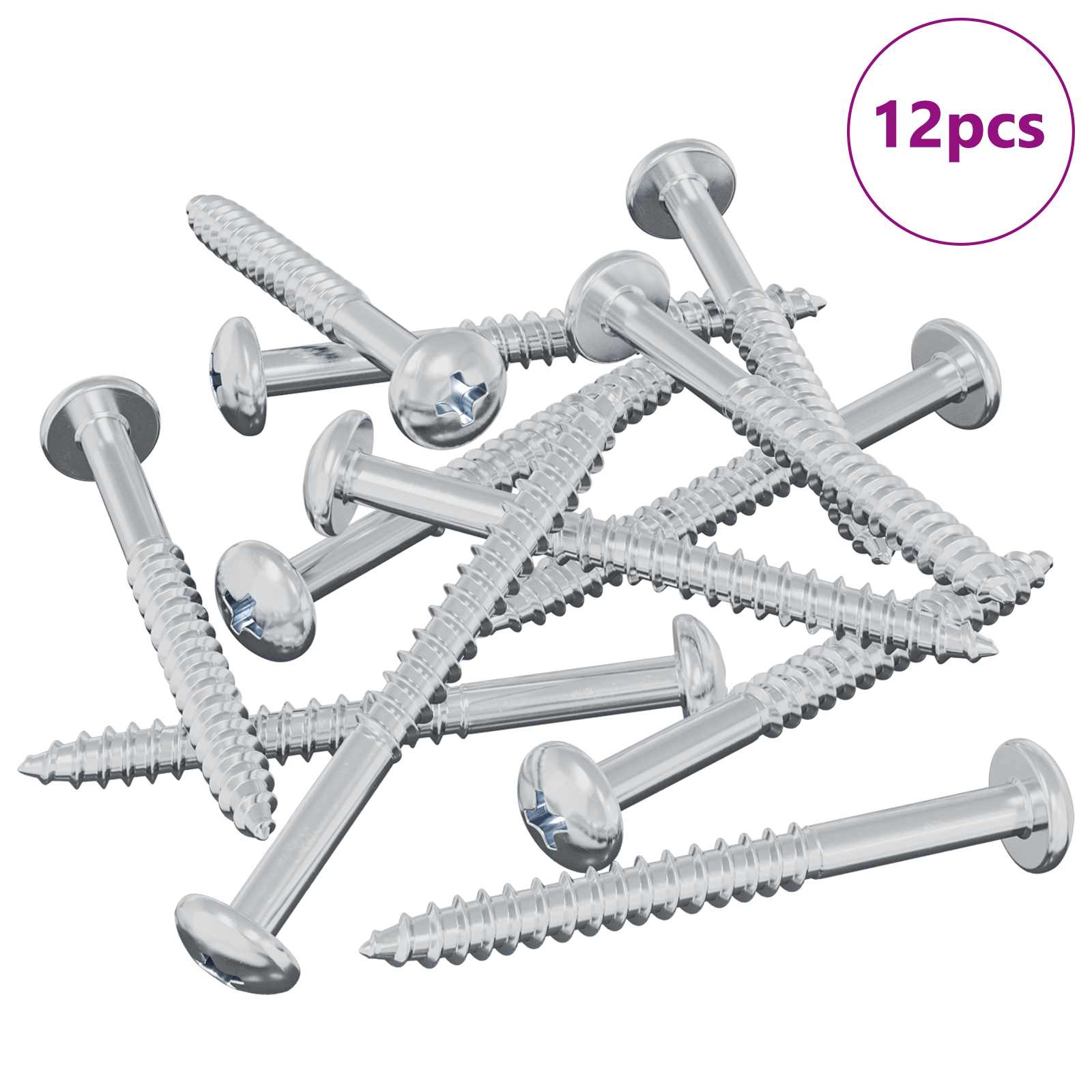 vidaXL Wkręt Drewniany 12 pcs Srebrny 9,8 x 53 mm Stal