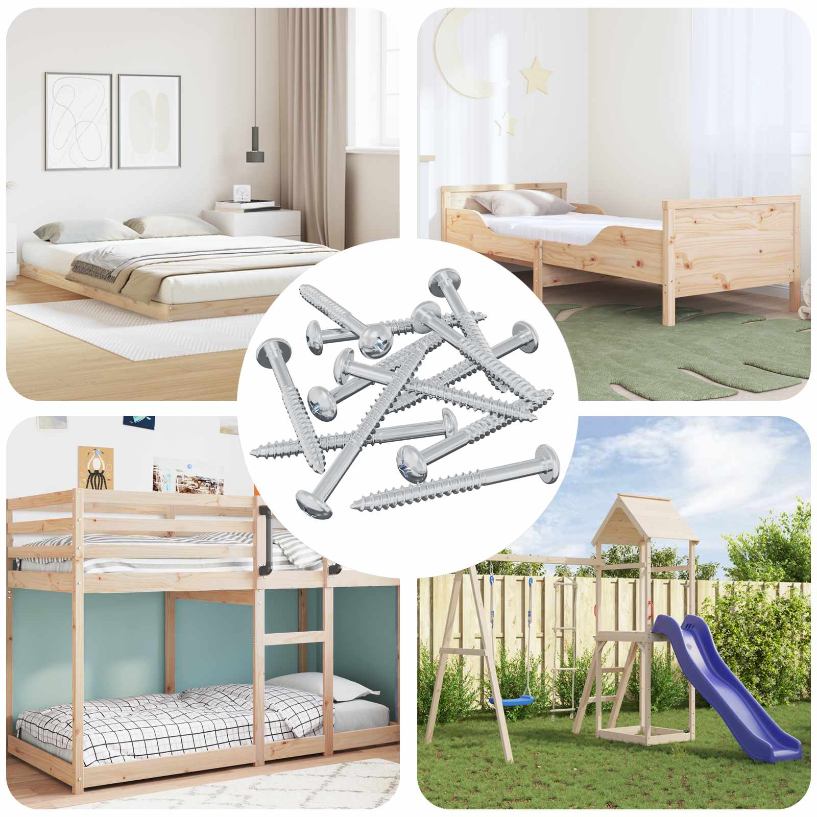 vidaXL Wkręt Drewniany 3273 pcs Srebrny 9,8 x 53 mm Stal
