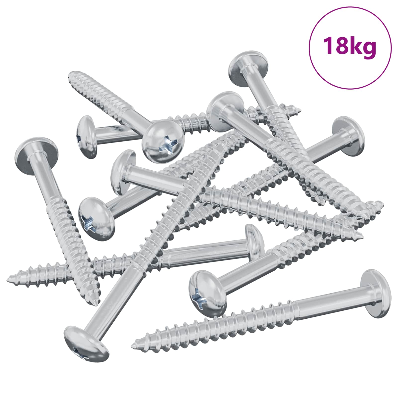 vidaXL Wkręt Drewniany 3273 pcs Srebrny 9,8 x 53 mm Stal