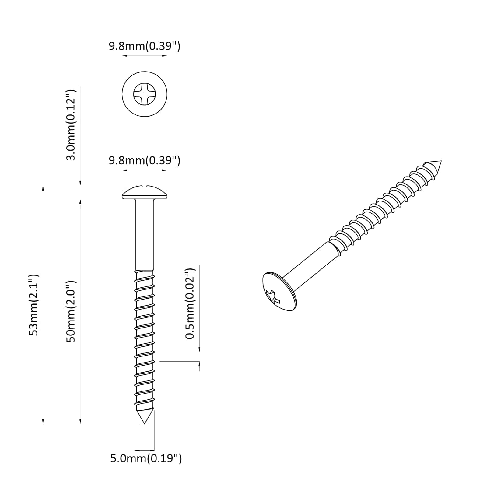 vidaXL Wkręt Drewniany 3273 pcs Srebrny 9,8 x 53 mm Stal