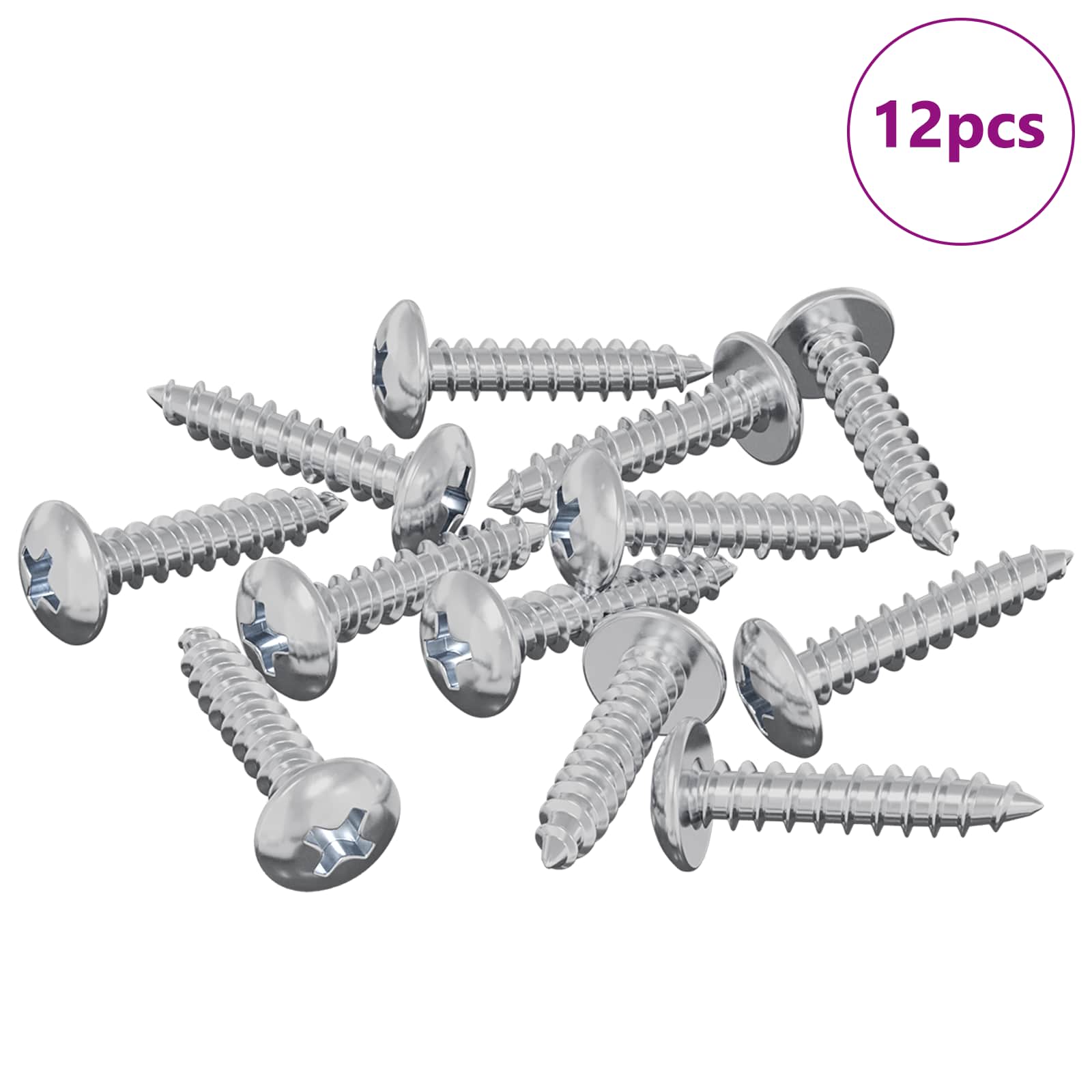 vidaXL Wkręty Drewniane 12 pcs Srebrny M3,5 x 20 mm Stal