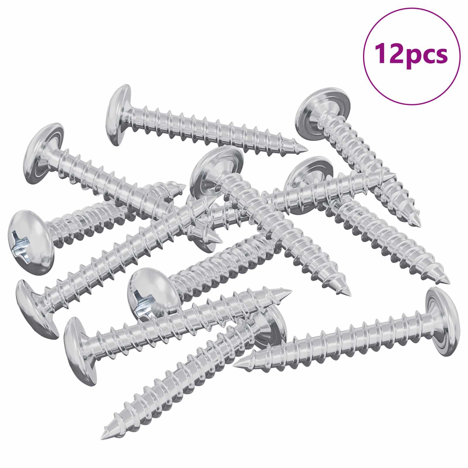 vidaXL Wkręty Drewniane 12 pcs Srebrny M4 x 25 mm Stal