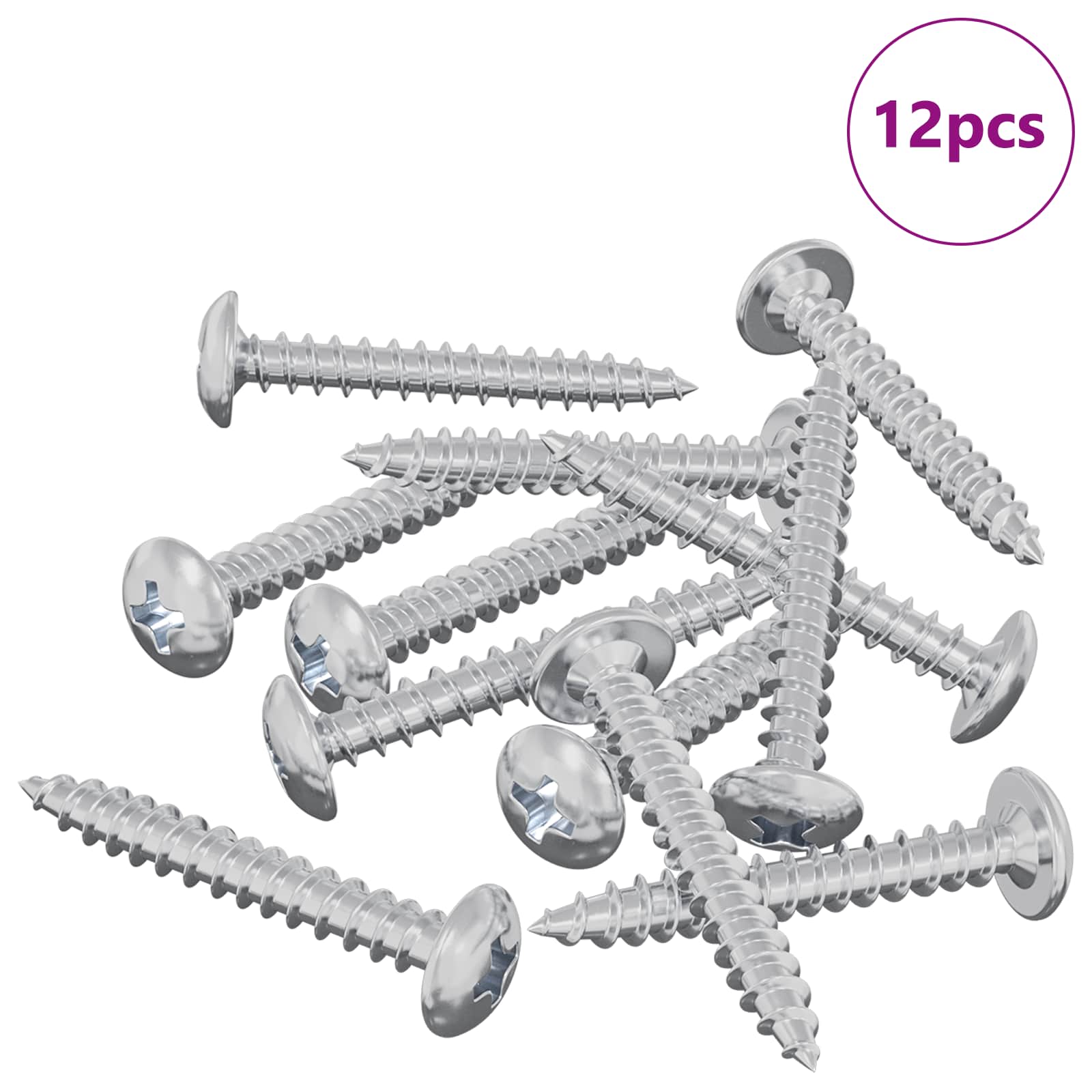 vidaXL Wkręty Drewniane 12 pcs Srebrny M4 x 28 mm Stal