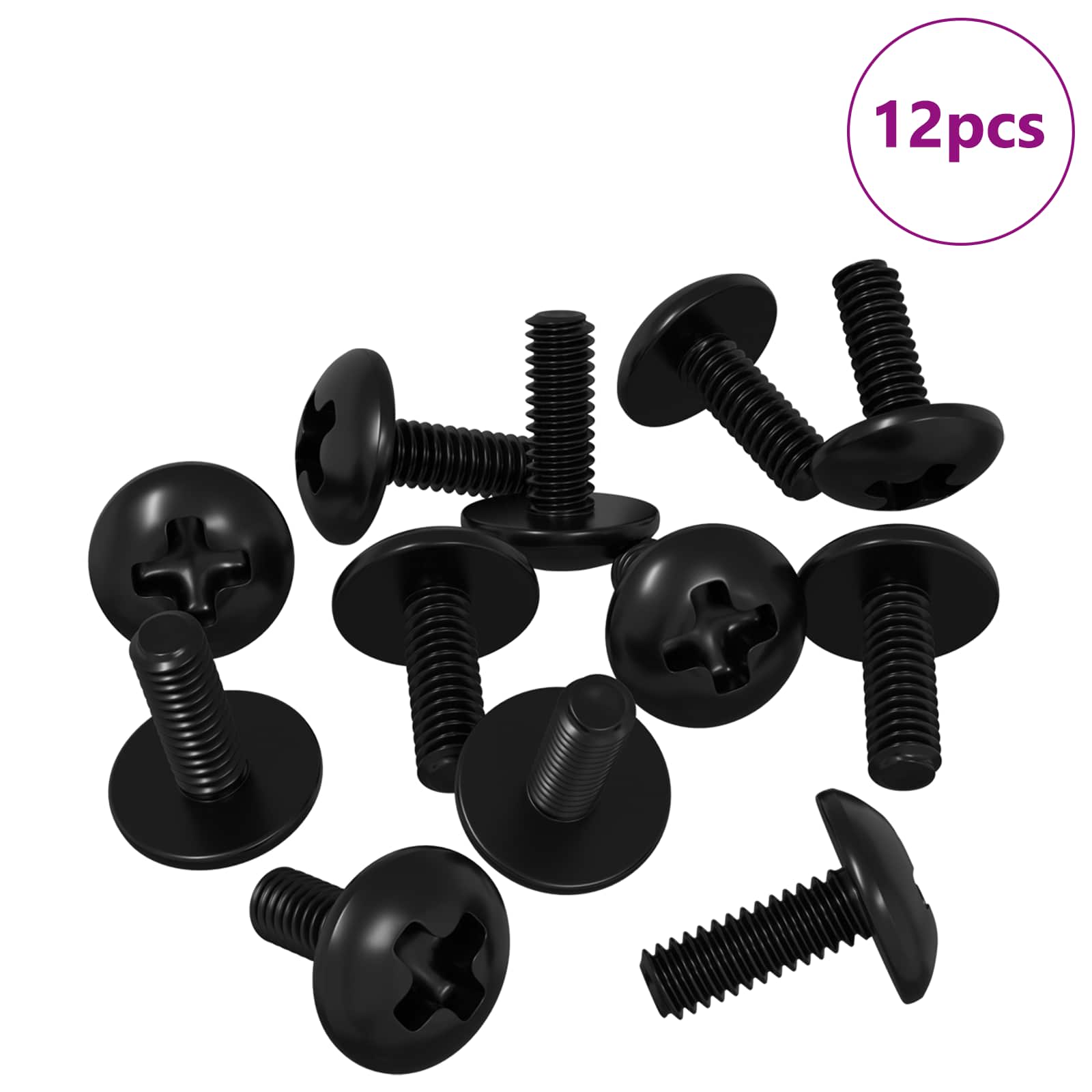 vidaXL Śruby osłonowe 12 pcs Czarny M4 x 10 mm Żelazo