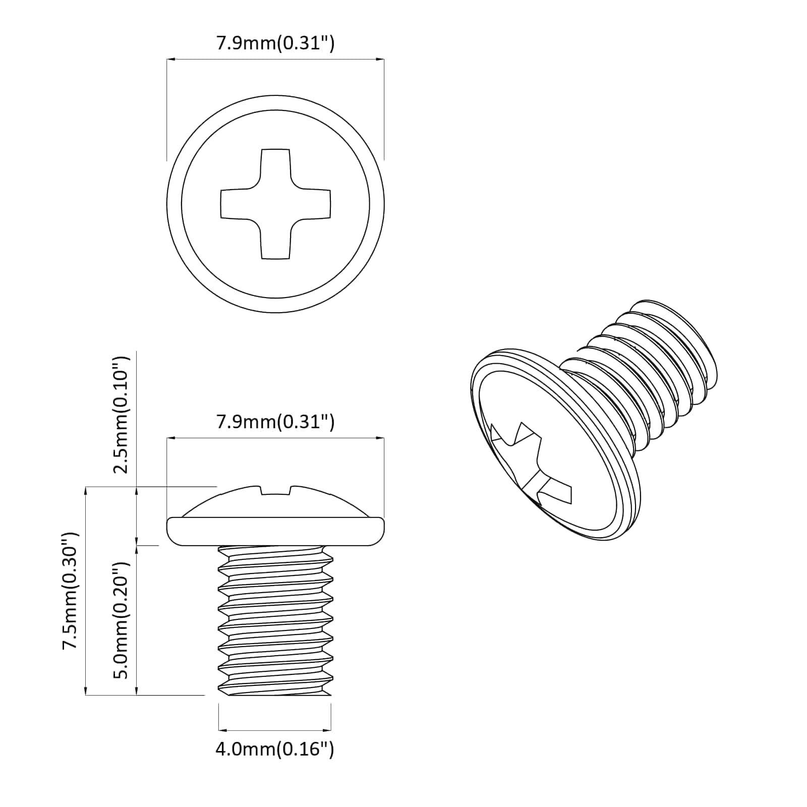 vidaXL Śruby blokujące 2 pcs Srebrny M4 x 5 mm Żelazo