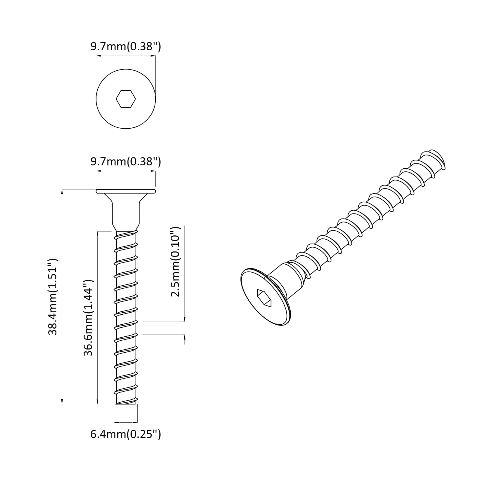 vidaXL Śruba z gniazdem i główką sferyczną 12 pcs Czarny 7 x 40 mm