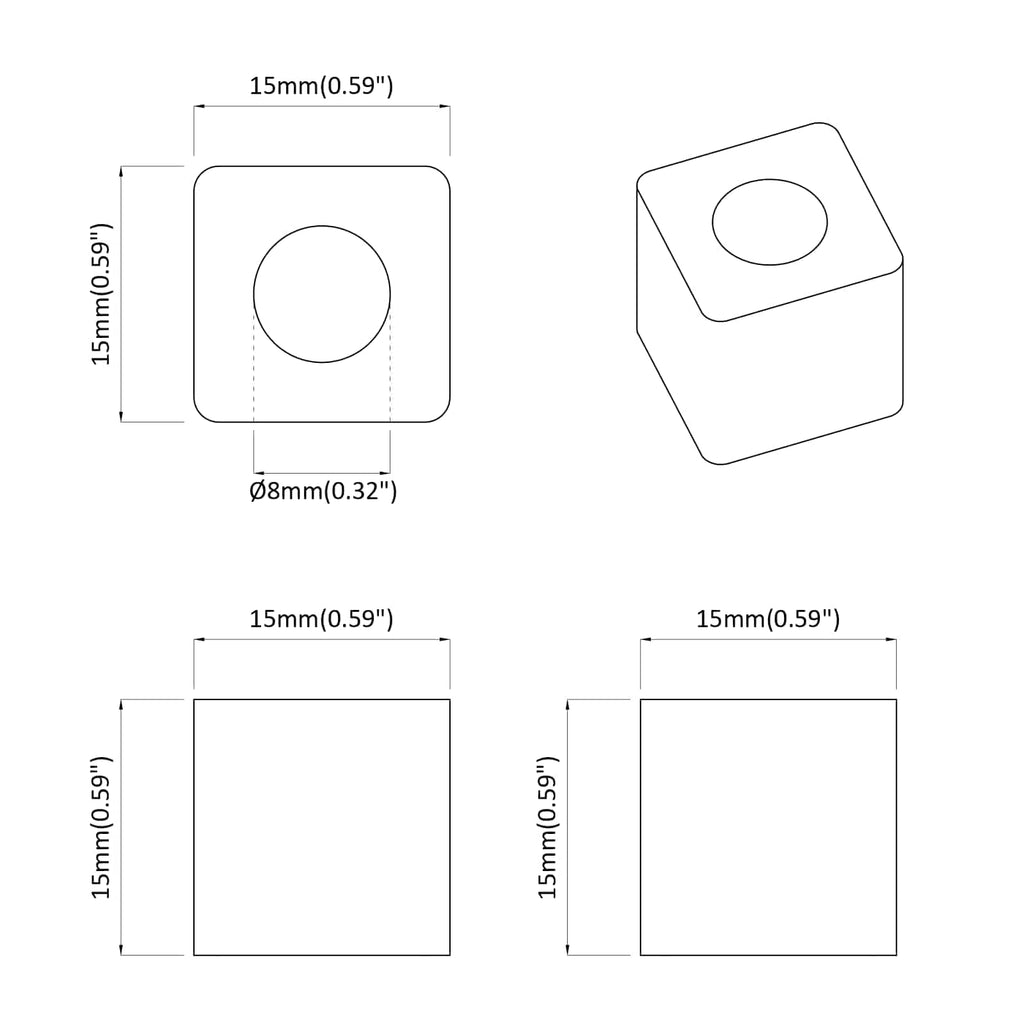 vidaXL Uchwyt szuflady 12 pcs Czarny 15 x 15 x 15mm Kopolimer PP