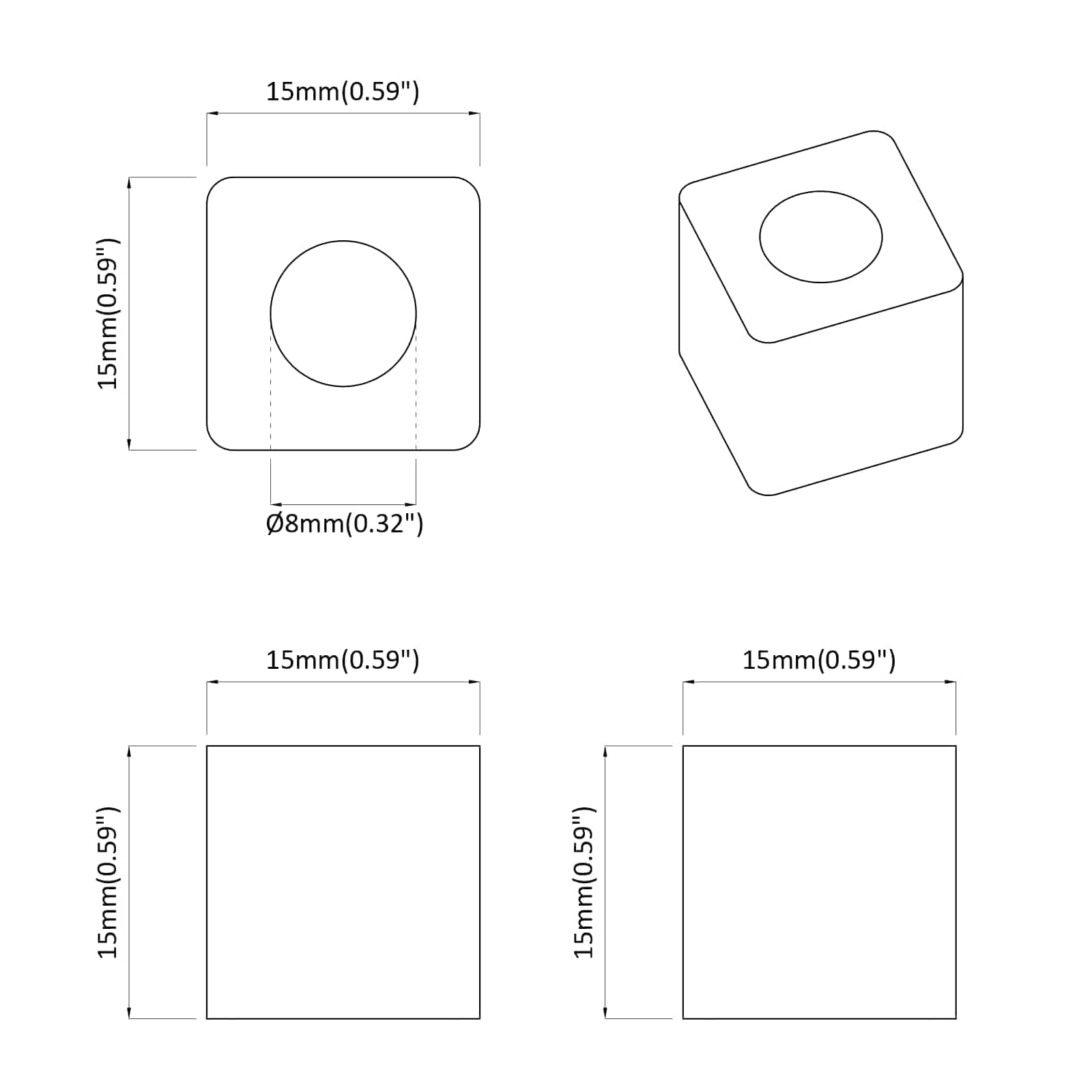 vidaXL Uchwyt szuflady 6792 pcs Czarny 15 x 15 x 15mm Kopolimer PP