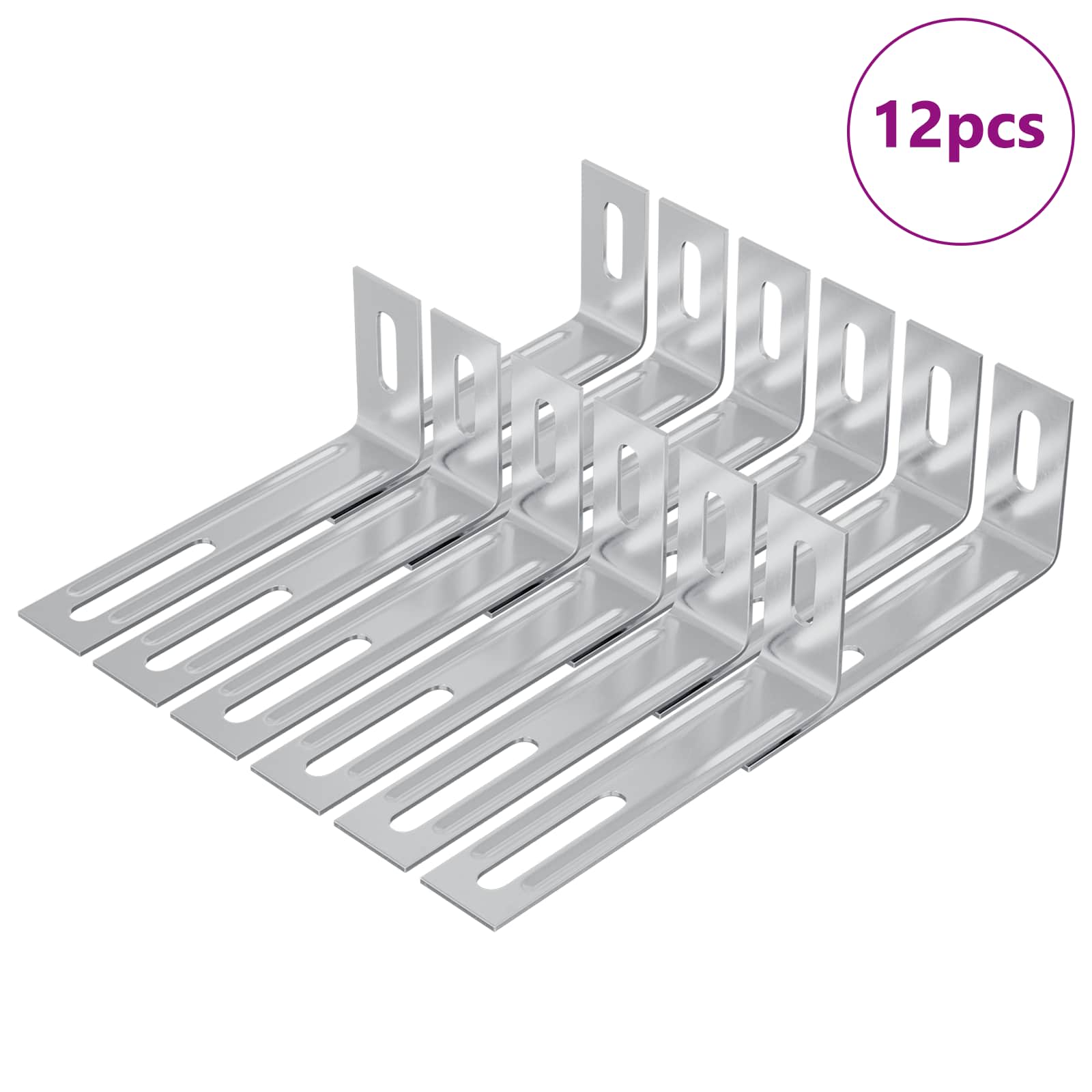 vidaXL Uchwyt antyprzewrócenia 12 pcs Srebrny 74,5 x 15 x 32 mm Żelazo