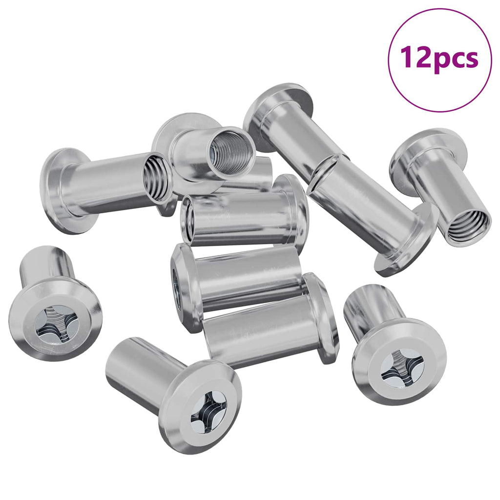 vidaXL Nakretka Zamkowa 12 pcs Nikiel M6 x 25 mm Stal