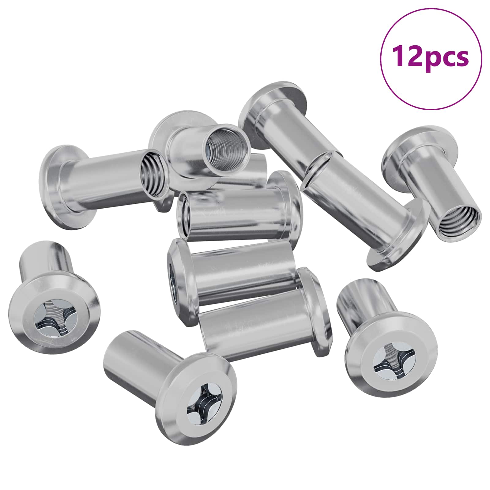 vidaXL Nakretka Zamkowa 12 pcs Nikiel M6 x 25 mm Stal