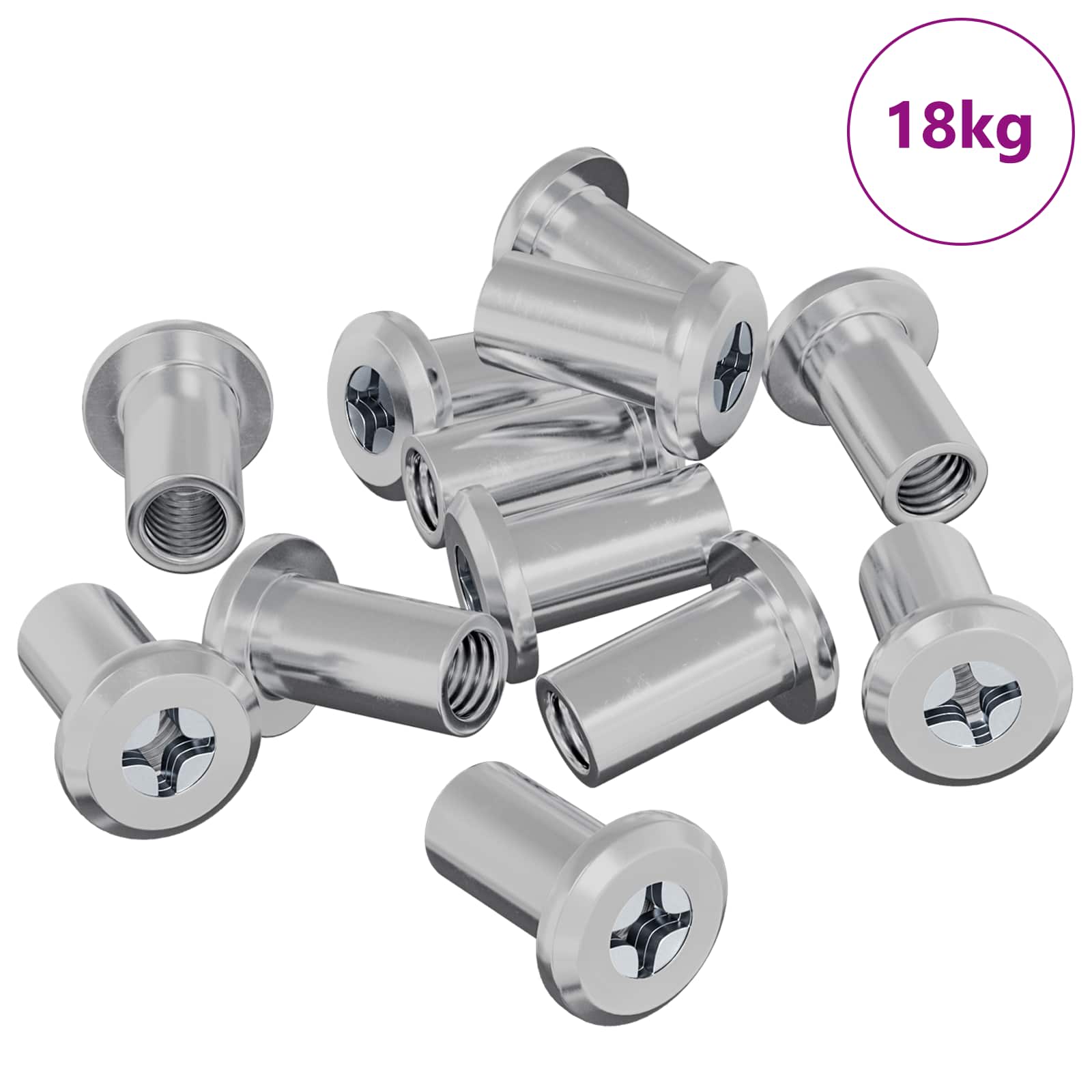 vidaXL Nakretka Zamkowa 3673 pcs Srebrny Stal