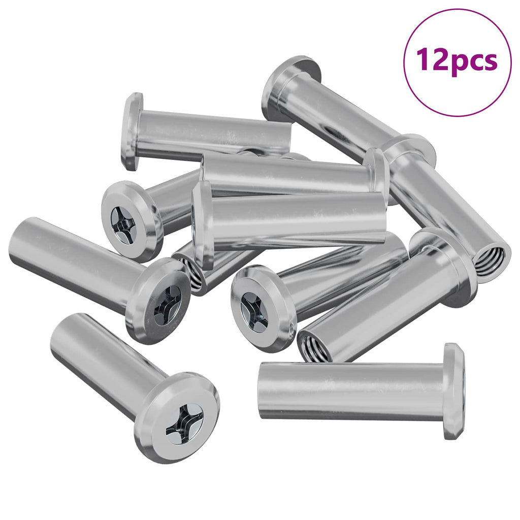 vidaXL Nakretka Zamkowa 12 pcs Srebrny M6 x 25 mm Stal