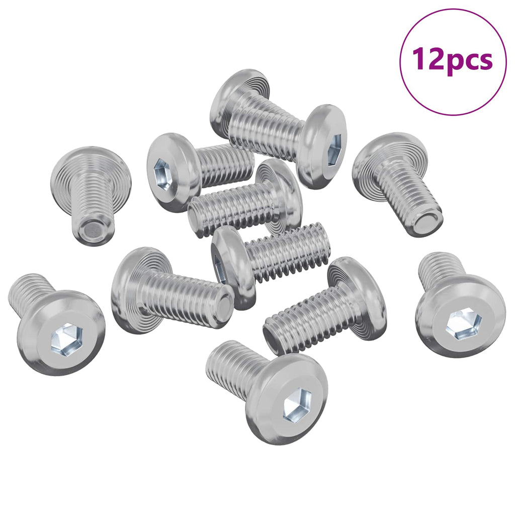 vidaXL Śruba Zablokowująca Gładki 12 pcs Srebrny M6 x 12 mm Stal