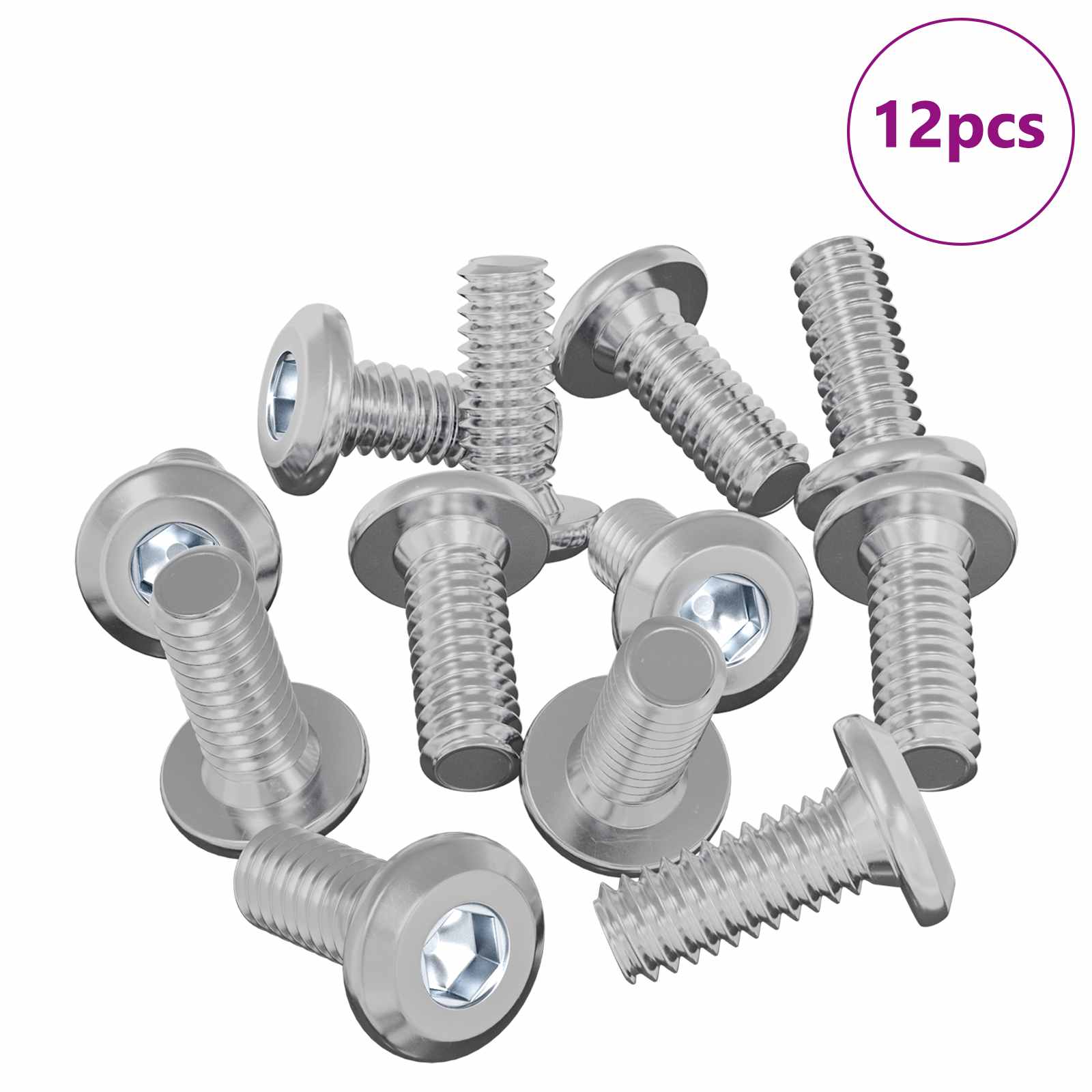 vidaXL Śruba z blokadą głowicy 12 pcs Srebrny M6 x 15 mm Stal