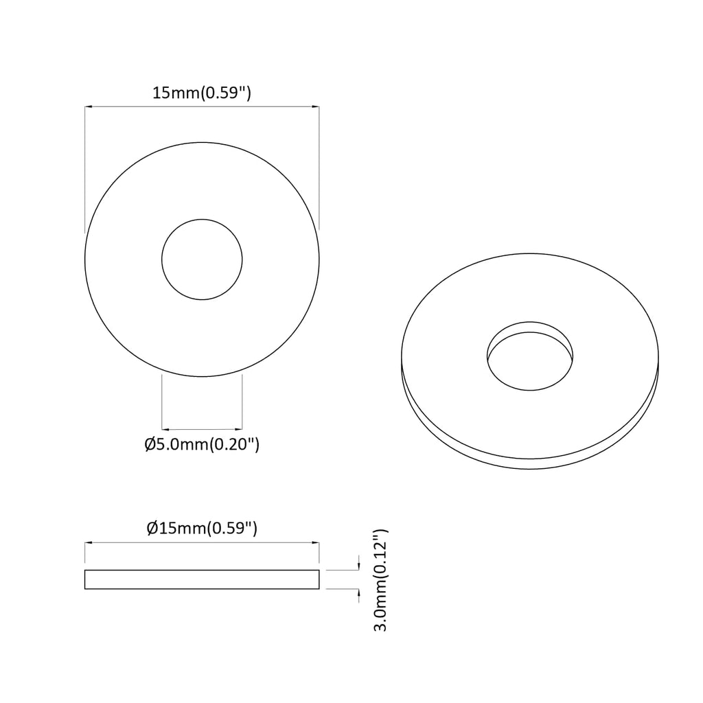 vidaXL odpowiedni do podkładki płaskiej 36000 pcs Czarny ∅15 x 3 mm