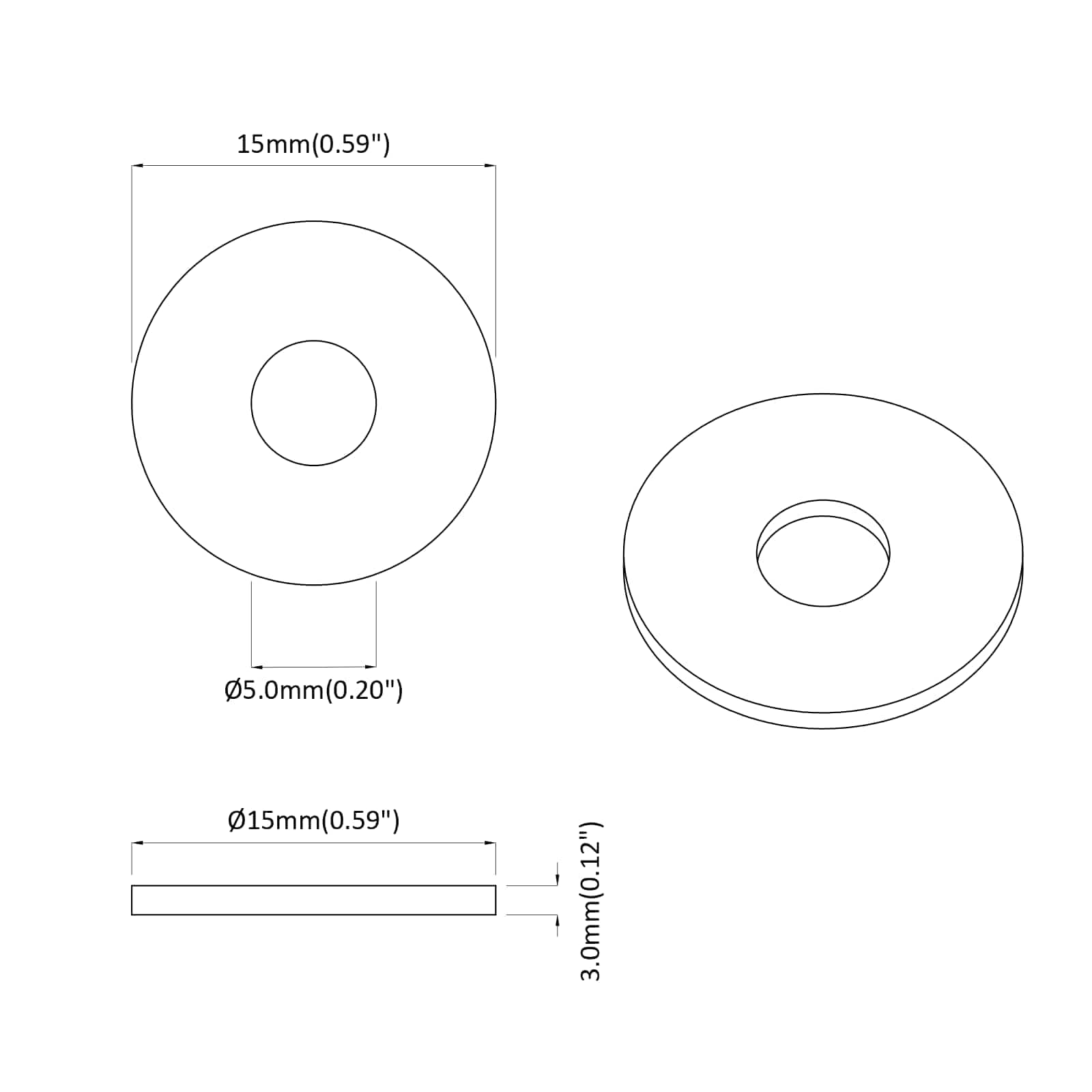 vidaXL odpowiedni do podkładki płaskiej 36000 pcs Czarny ∅15 x 3 mm