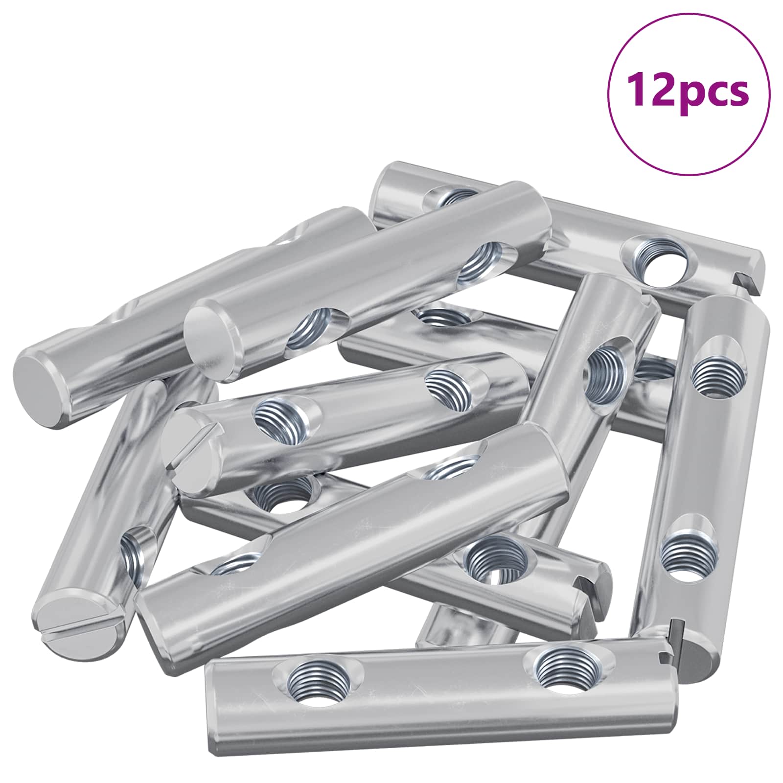 vidaXL Nakrętka 12 pcs Powlekana cynkiem 60 x 12 mm Żelazo