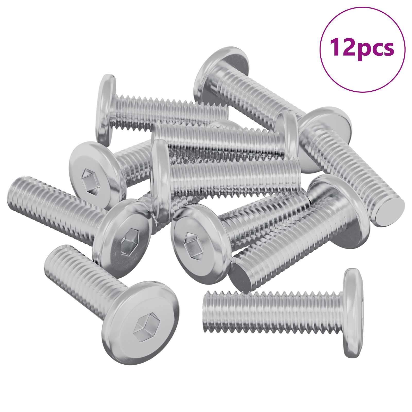 vidaXL Śruba 12 pcs Srebrny 8 x 25 mm Stal