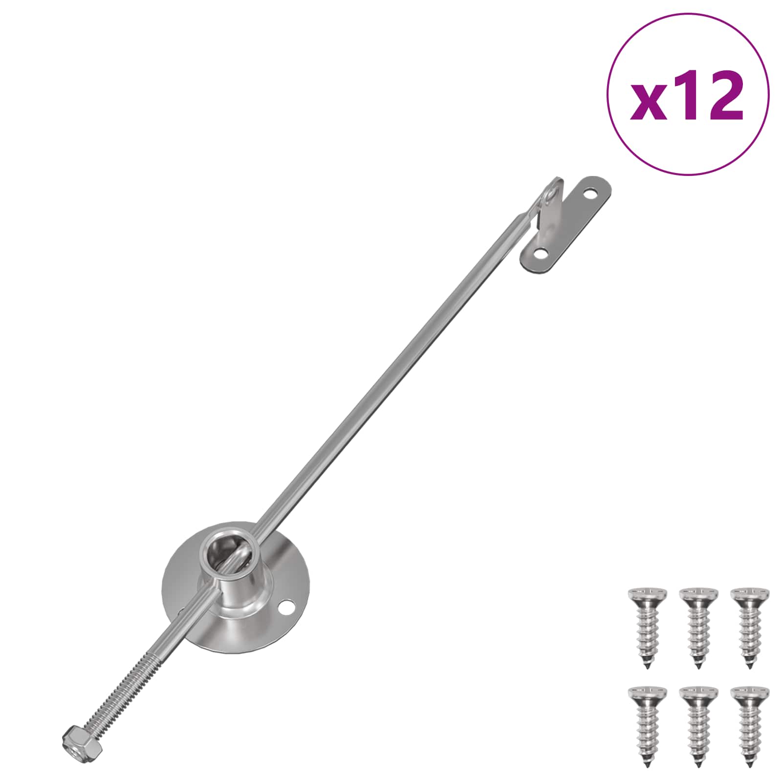 vidaXL Zawias z uchwytem 12 szt. Srebrny 190 mm Metal