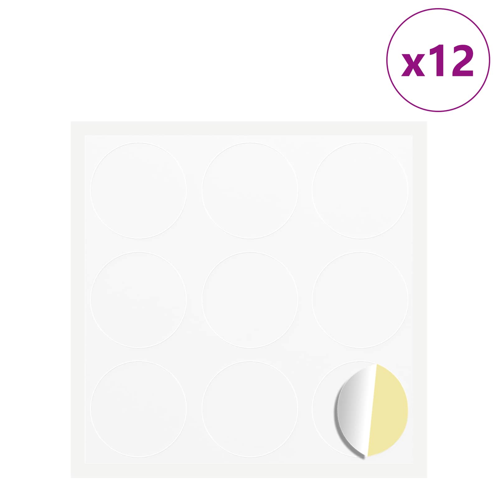 vidaXL Naklejka 12 pcs Biały Ø 20 x 0,5 mm Papier